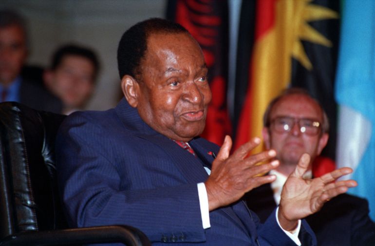 Ivory-Coast President Felix Houphouet-Boigny during the awarding ceremony of the 1992 Felix Houphouet-Boigny peace Prize at Unesco Headquarters, May 18. Houphouet-Boigny died on December 7 1993
