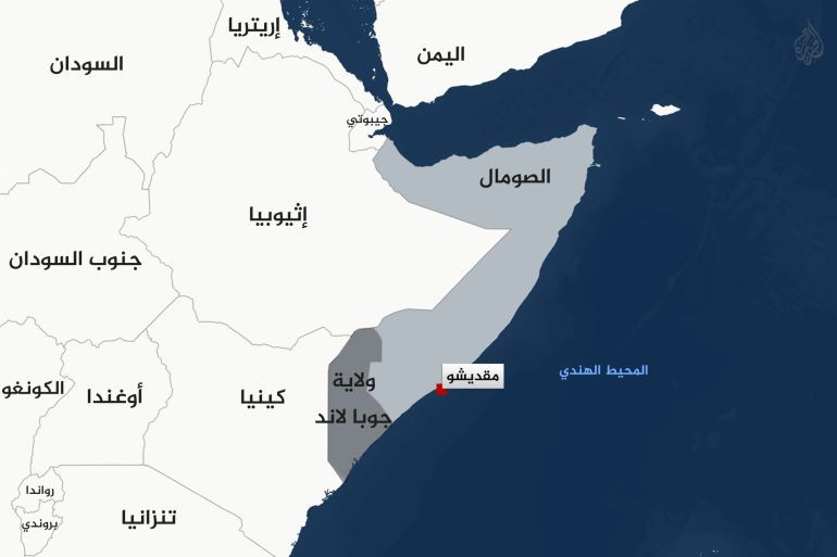ولاية جوبالاند ومقديشو عاصمة الصومال لاستخدامها في مادة بعنوان تداعيات الخلاف الحاد بين مقديشو وحاكم ولاية جوبالاند