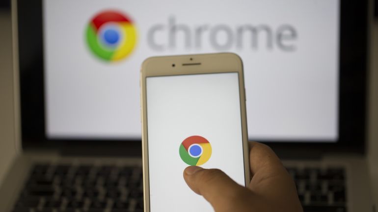 Google Chrome Web browser- - ANKARA, TURKEY - SEPTEMBER 02: Logos of Google Chrome are seen on the screens of smart phone and laptop in Ankara, Turkey on September 02, 2018.