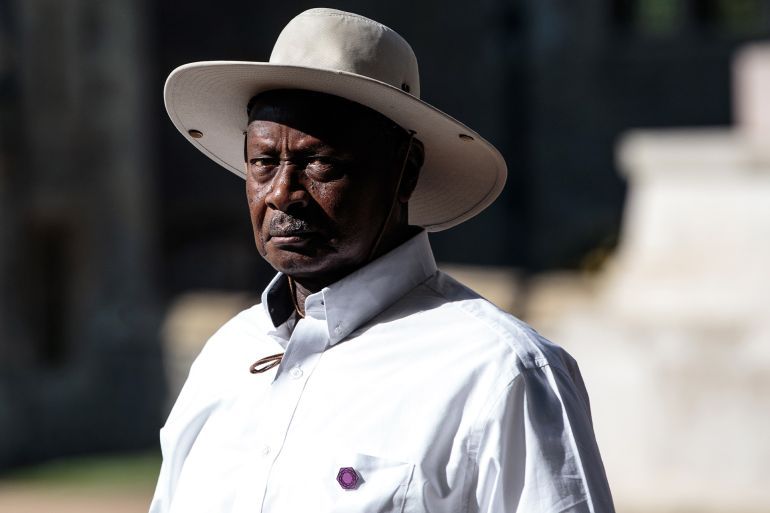 WINDSOR, ENGLAND - APRIL 20: President of Uganda Yoweri Museveni arrives at Windsor Castle for a retreat with other Commonwealth leaders on the final day of the 'Commonwealth Heads of Government Meeting' (CHOGM) on April 20, 2018 in Windsor, England. The UK is hosting the heads of state and government from the Commonwealth nations this week. (Photo by Jack Taylor/Getty Images)