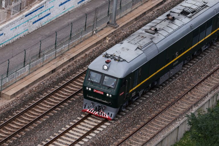 A train believed to be carrying North Korean leader Kim Jong Un arrives in Beijing, ahead of a military parade marking the 80th anniversary of the end of World War Two in Beijing, China, September 2, 2025. REUTERS/Tingshu Wang