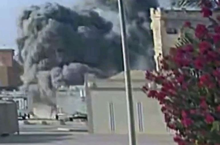 DOHA, QATAR - SEPTEMBER 9: Security footage captures the moment of an Israeli strike targeting Hamas leaders in Doha, Qatar, on September 9, 2025. ( Security Camera - Anadolu Agency ) العدوان الإسرائيلي على الدوحة في قطر في محاولة اغتيال قادة حماس