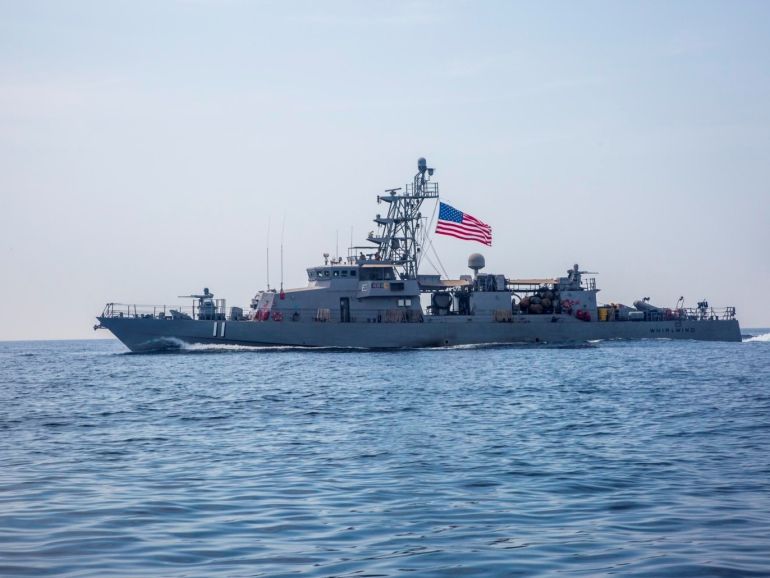 U.S Coastguard's patrol boat patrols in the Arabian Gulf, during enhanced joint security patrols with Gulf Cooperation Council nations in the Arabian Sea, May 27, 2019. Picture taken May 27, 2019. Vincent Fausnaught/U.S. Navy/Handout via REUTERS ATTENTION EDITORS- THIS IMAGE HAS BEEN SUPPLIED BY A THIRD PARTY.