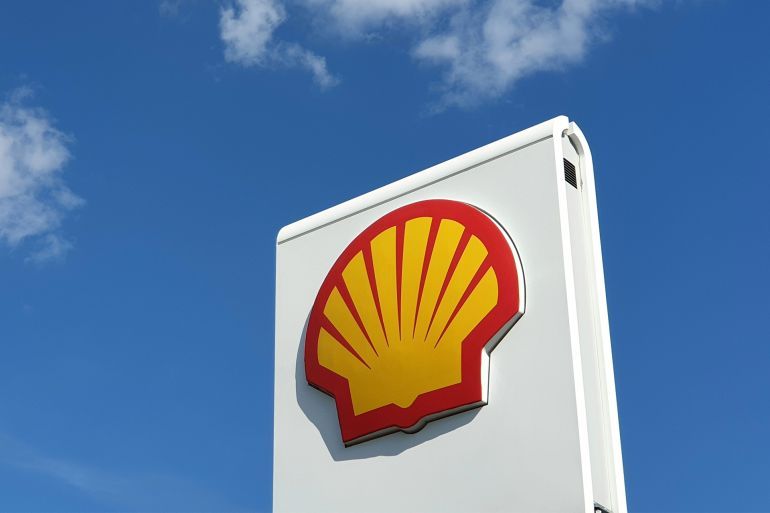 Tanjung Malim, Perak/ Malaysia - CIRCA FEBRUARY 2020 - Shell logo on panel against blue cloudy sky.