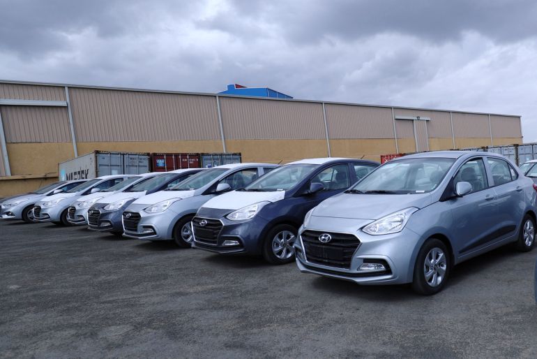 Newly assembled Hyundai cars are parked at the Hyundai Marathon Motor assembly plant on the outskirt of Addis Ababa, Ethiopia February 21, 2019. REUTERS/Tiksa Negeri