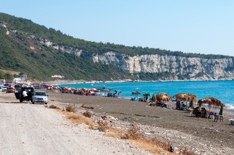 Wadi Qandil, Syria - June 30, 2010: Syrians enjoy an afternoon at the beach on the Mediterranean coast at Wadi Qandil, north of the city of Latakia.