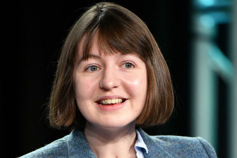 (FILES) Irish author Sally Rooney speaks during the Hulu segment of the 2020 Winter TCA Press Tour at The Langham Huntington in Pasadena, California on January 17, 2020. Irish author Sally Rooney has vowed to give fees her work generates from the BBC to support the recently proscribed Palestine Action group. The writer, whose second novel 