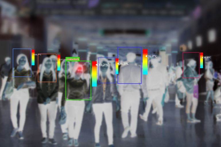 AI camera thermal scanning concept.