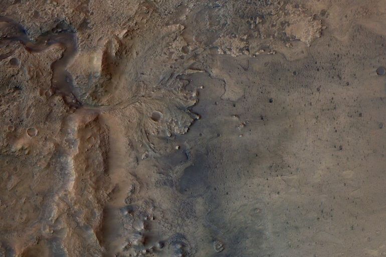 This image shows the remains of an ancient delta in Jezero Crater, which NASA's Perseverance Mars rover will explore for signs of fossilized microbial life. The image was taken by the High Resolution Stereo Camera on ESA's Mars Express orbiter. The image was featured by NASA in September 2020. ESA/DLR/FU-Berlin, CC BY-SA 3.0 IGO