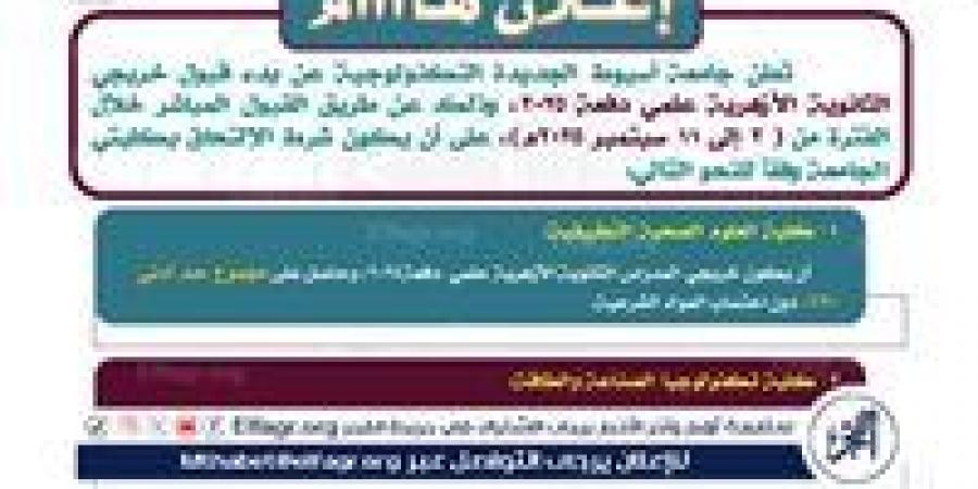 رئيس جامعة أسيوط التكنولوجية يعلن عن قبول دفعة جديدة من طلاب الثانوية الأزهرية - زاجل الإخباري