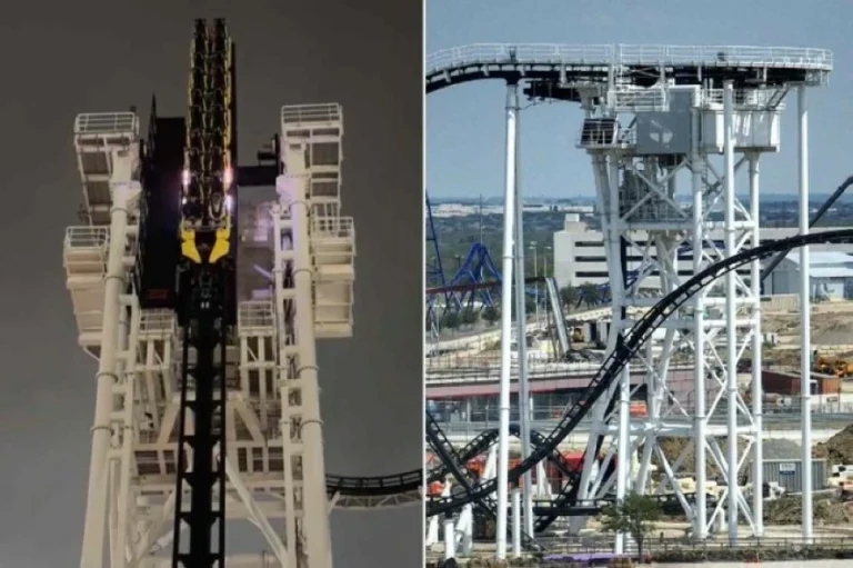 لمدة ساعة كاملة بعد تعطل لعبة أفعوانية راكبان يعلقان في السماء