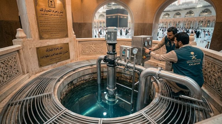 معلومات ربما تعرفها لاول مره عن كيفية استخراج ماء زمزم من بئر زمزم بالحرم المكي الشريف 
